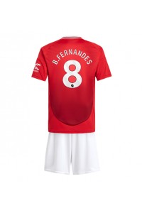 Fotbalové Dres Manchester United Bruno Fernandes #8 Dětské Domácí Oblečení 2024-25 Krátký Rukáv (+ trenýrky)